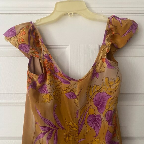 Anthropologie Gold and Purple Floral Mini Dress - Picture 7 of 7